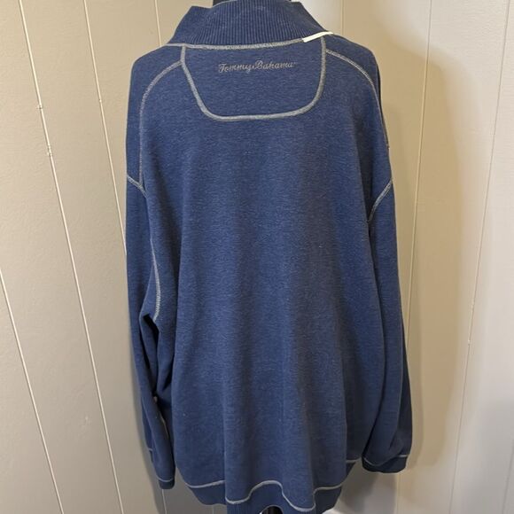Tommy Bahama Heather Gray/Navy Flip Side Pro Reversible Half-Zip Sweatshirt. XXL - Picture 5 of 12